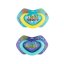 Canpol babies Set symetrických silikonových dudlíků Light touch 6-18m NEON LOVE modrý