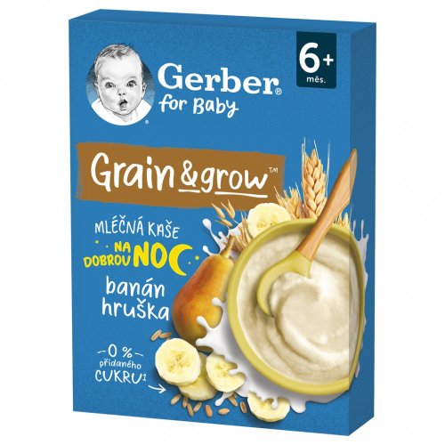 GERBER Kaša mliečna pšenično-ovsená banán a hruška 200 g, 6+