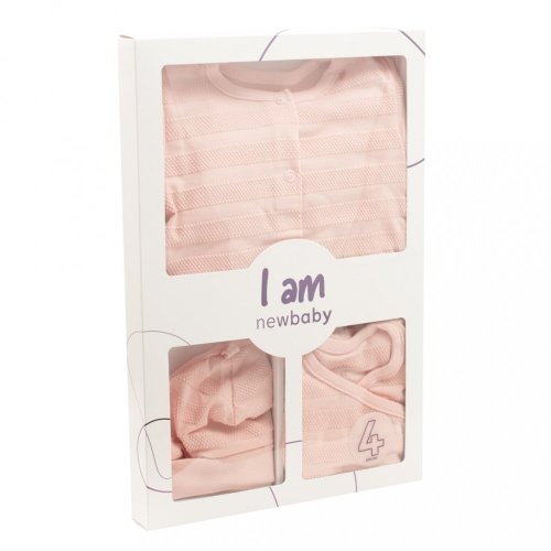 4-dielna dojčenská súpravička do pôrodnice New Baby I AM ružová 56 (0-3m)