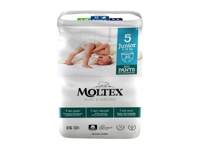 2x MOLTEX Pure&Nature Nohavičky plienkové jednorázové 5 Junior (9-14 kg) 20 ks