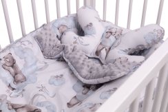 Hnízdečko pro miminko INFANTILO s polštářkem a dekou Blue Animals - šedá