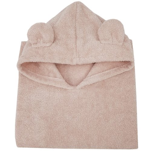 EKO Pončo bavlnené s kapucňou a uškami Powder pink 75x120 cm