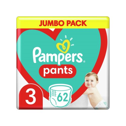 PAMPERS Pants Nohavičky plienkové jednorazové 3 (6-11 kg) 62 ks - JUMBO PACK
