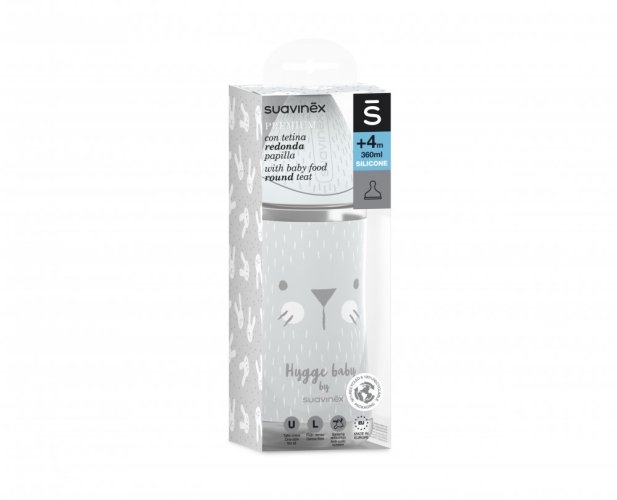SUAVINEX | Pemium fľaša 360 ml L HYGGE fúziky - sivá