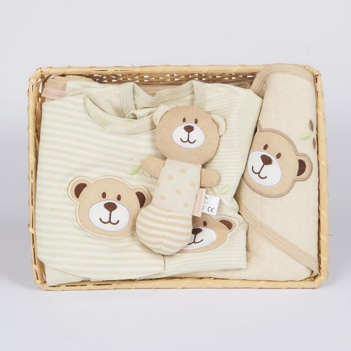 4-dielny dojčenský darčekový set z BIO bavlny New Baby béžová 116/122