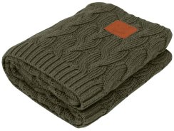 Bambusová deka vzor pletený vrkoč - Khaki