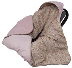 Infantilo deka s kapucí do autosedačky Velvet -  Spring Meadow/světle růžová