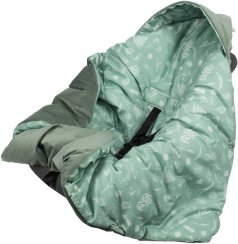 Infantilo deka s kapucňou do autosedačky Velvet - Vetvičky/zelená khaki
