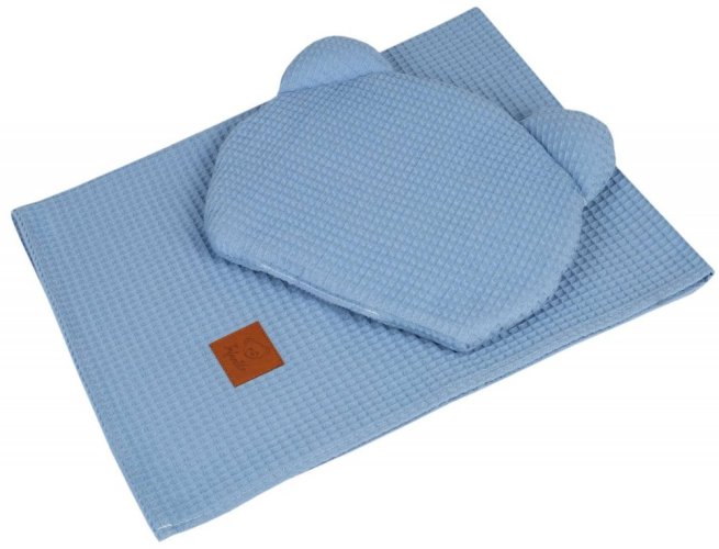 Letní deka s polštářkem Wafle - modrá
