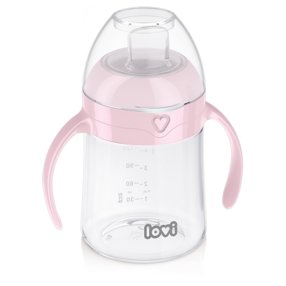 LOVI Prvý hrnček s náustkom 150ml ružový
